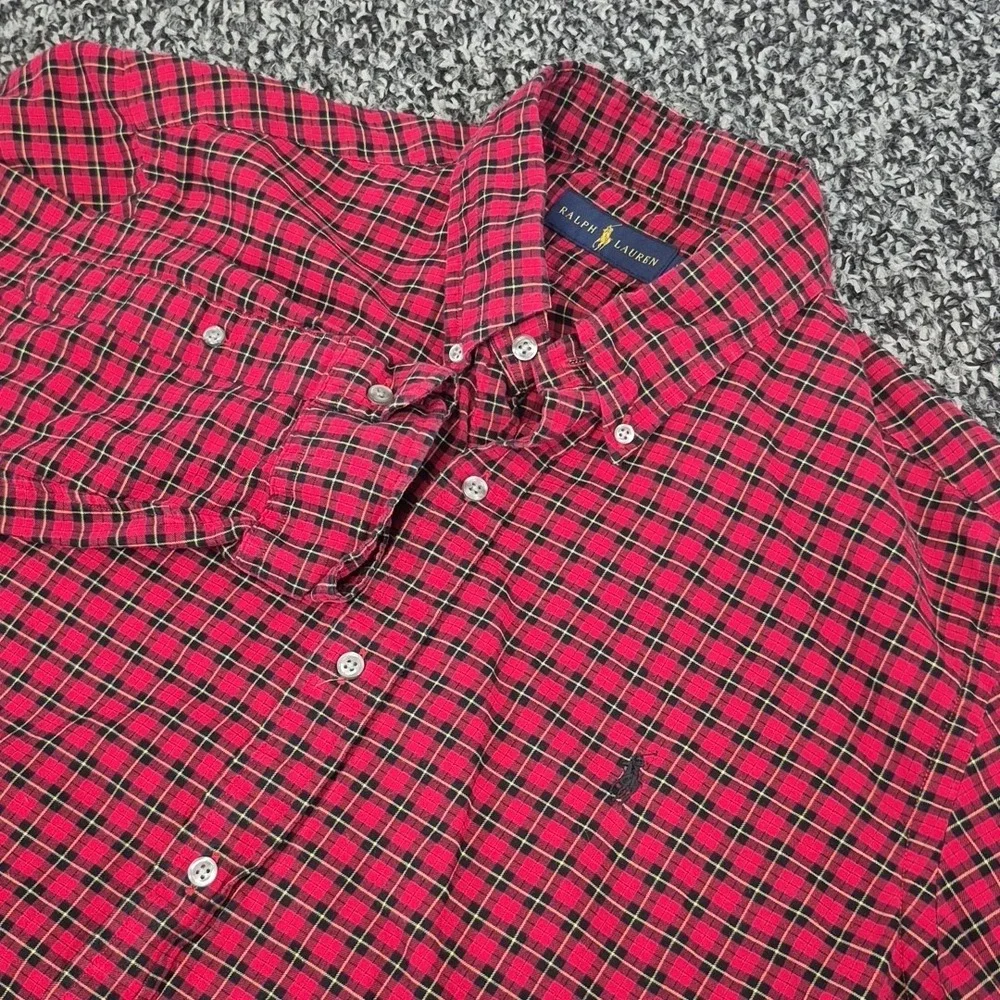 Polo Ralph Lauren Button Down Long Sleeve Size XL Red Black Plaid